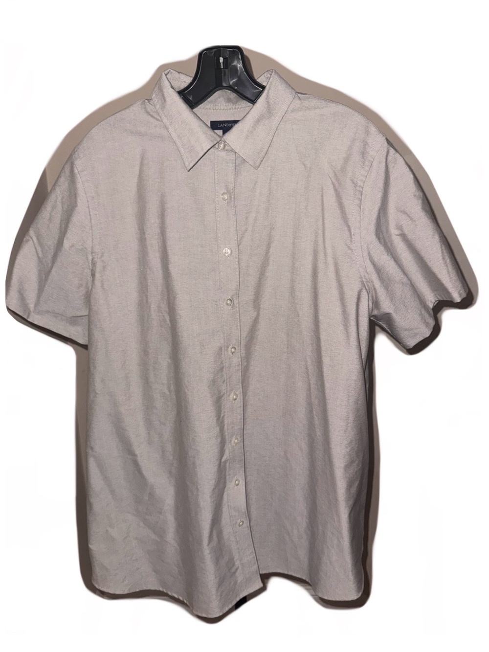 Lands' End Women’s Taupe Short Sleeve Button-Up Shirt